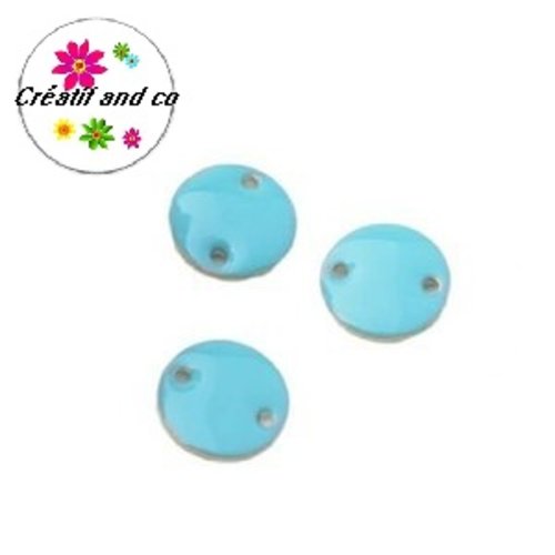 2 cercles connecteurs bleus émail 12mm