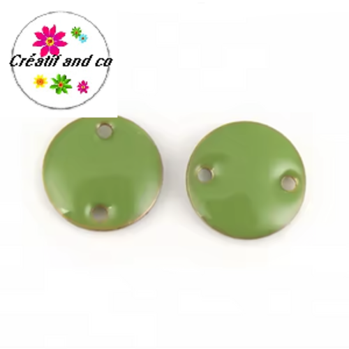 2 cercles connecteurs verts émail 12mm