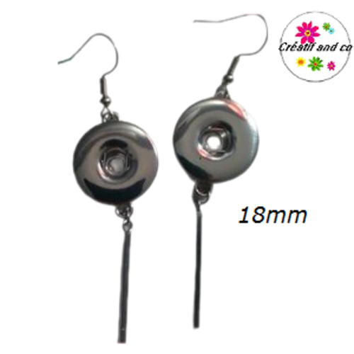 Boucle d'oreille pendante bouton pression 18mm
