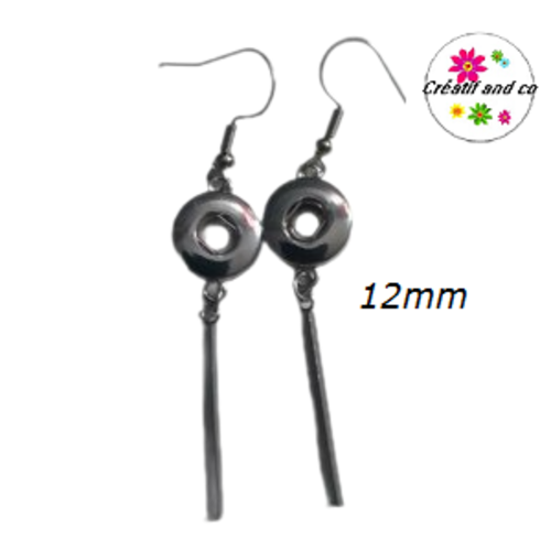 Boucle d'oreille pendante bouton pression 12mm