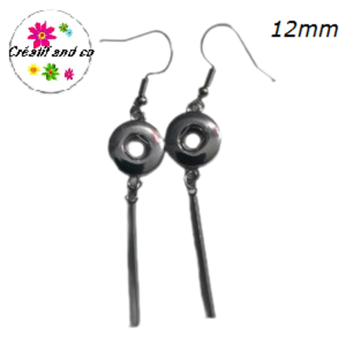 Boucle d'oreille pendante bouton pression 12mm