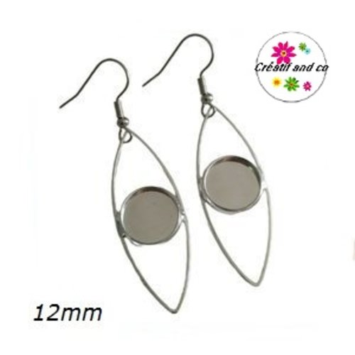 Boucle d'oreille pendante pour cabochon 12mm