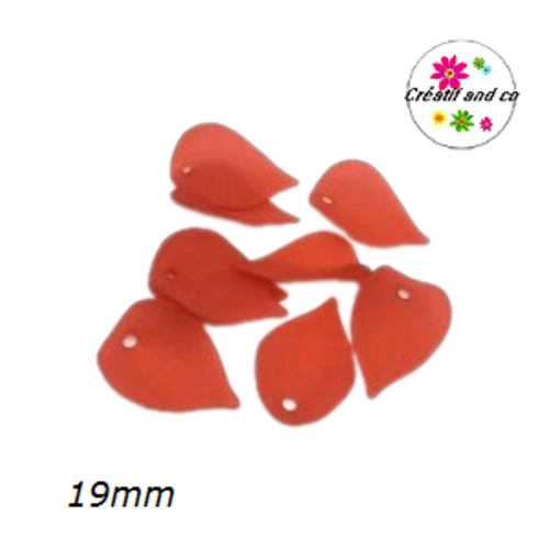 Breloque pétale de fleur rouge acrylique 19mm