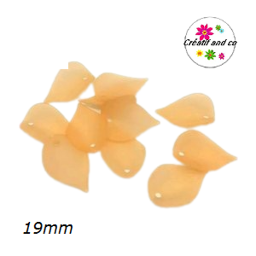 Breloque pétale de fleur orange acrylique 19mm