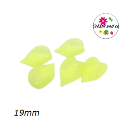 Breloque pétale de fleur jaune acrylique 19mm