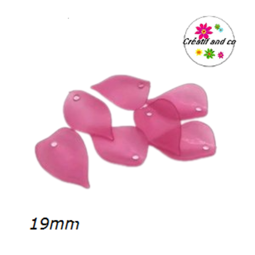 Breloque pétale de fleur rose acrylique 19mm