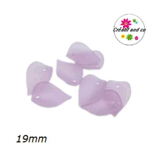 Breloque pétale de fleur parme acrylique 19mm