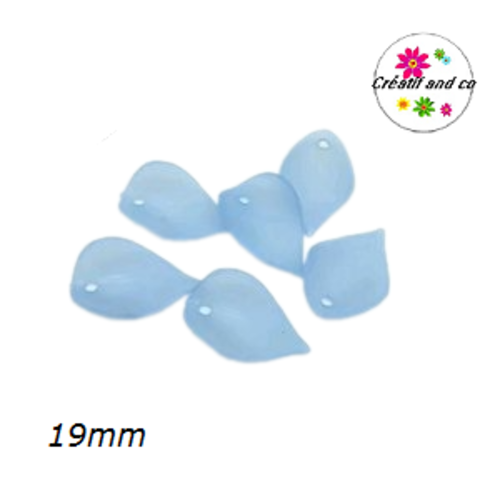 Breloque pétale de fleur bleu mauve acrylique 19mm