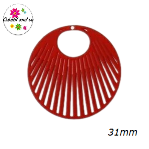 Breloque estampe cercle rouge  31mm
