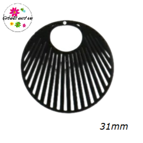 Breloque estampe cercle noir 31mm