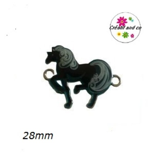 Connecteur licorne bleue foncée  émail 28mm