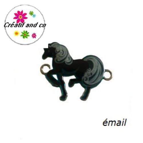Connecteur licorne bleue foncée  émail 28mm