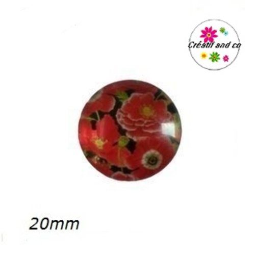 Cabochon coquelicot  20mm