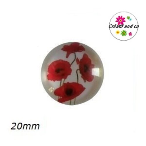 Cabochon coquelicot  20mm