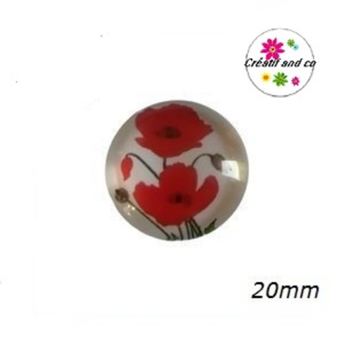Cabochon coquelicot  20mm