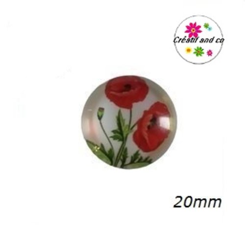 Cabochon coquelicot  20mm