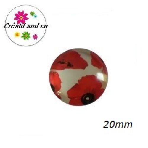 Cabochon coquelicot  20mm