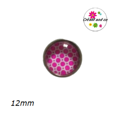 Bouton pression fuschia/blanc 12mm