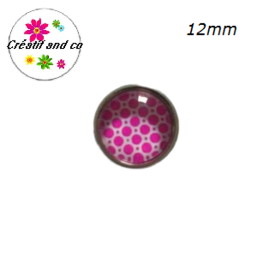 Bouton pression fuschia/blanc  12mm