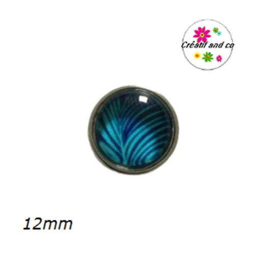 Bouton pression feuille tropicale bleue 12mm