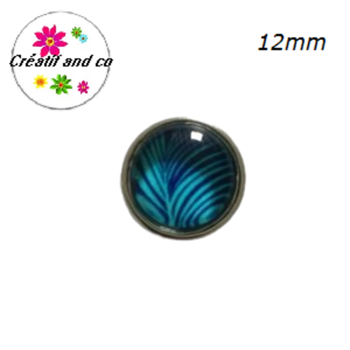 Bouton pression feuille tropicale bleue 12mm