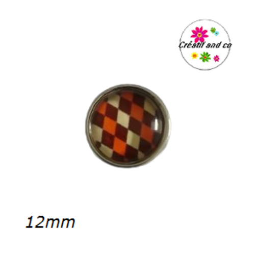 Bouton pression à motif orange/marron/beige 12mm