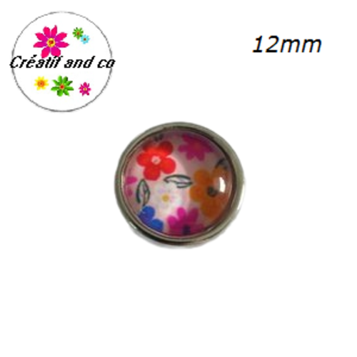 Bouton pression fleuri 12mm