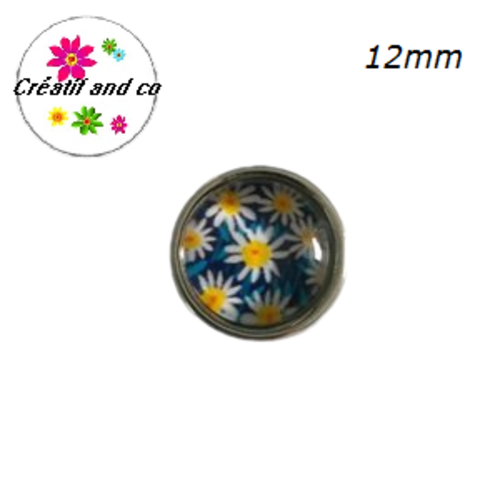 Bouton pression fleuri 12mm