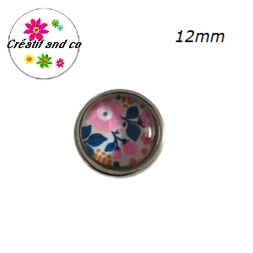 Bouton pression fleuri 12mm