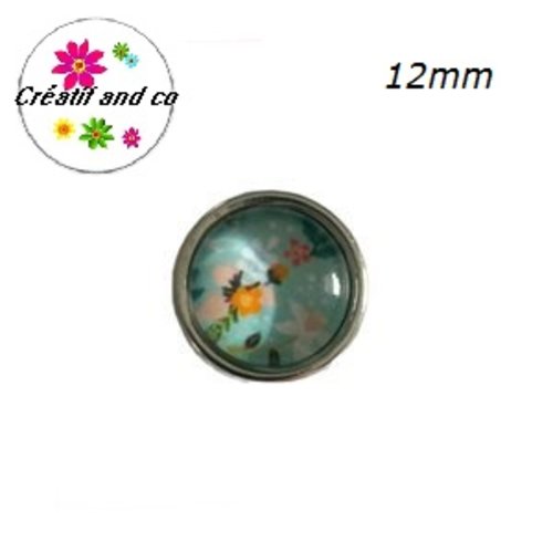 Bouton pression fleuri 12mm