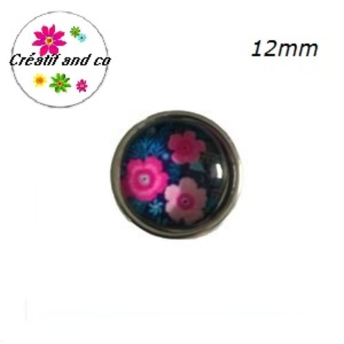 Bouton pression fleuri 12mm