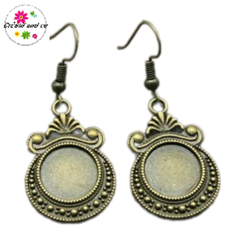 Boucle d'oreille bronze cabochon 12mm