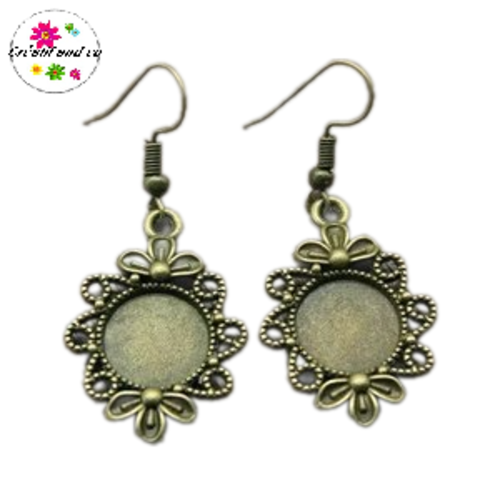 Boucle d'oreille bronze cabochon 12mm
