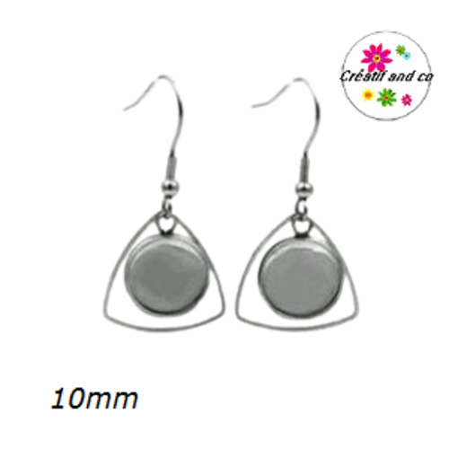 Boucle d'oreille acier inoxydable pour cabochon 10mm