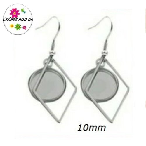 Boucle d'oreille acier inoxydable pour cabochon 10mm