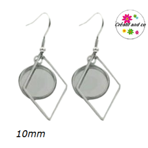 Boucle d'oreille acier inoxydable pour cabochon 10mm
