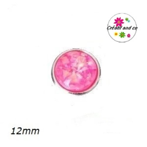 Bouton pression fuschia 12mm