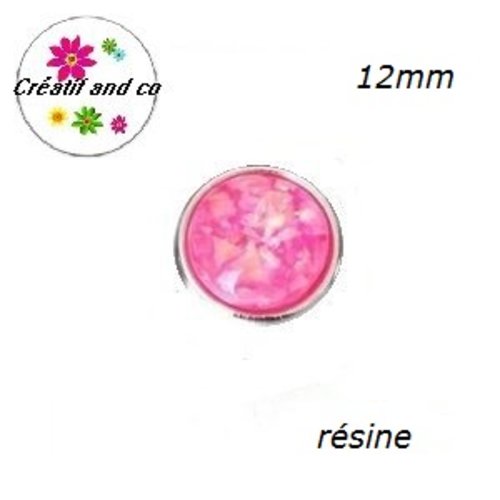 Bouton pression fuschia résine 12mm