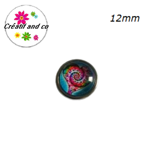 Bouton pression motif coeur 12mm