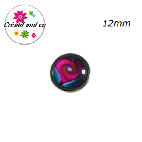 Bouton pression motif coeur 12mm