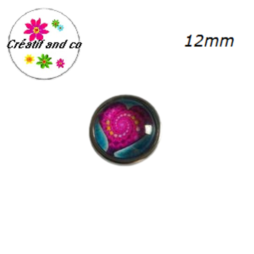Bouton pression motif coeur 12mm