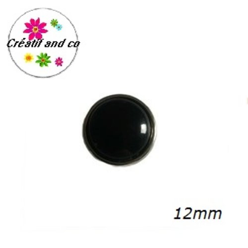Bouton pression noir résine 12mm