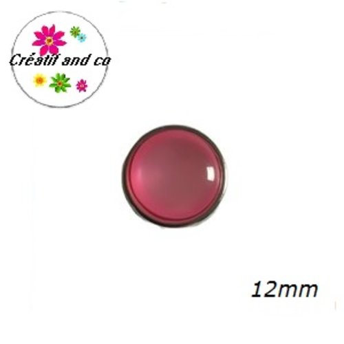 Bouton pression rose résine 12mm