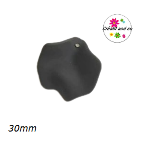 Breloque pétale de fleur de rose acrylique noire 30mm