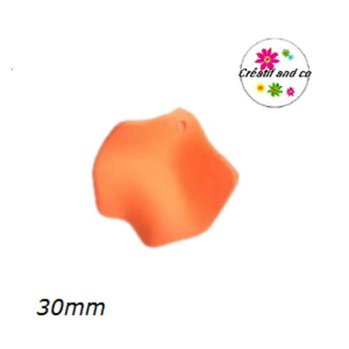 Breloque pétale de fleur de rose acrylique orange 30mm