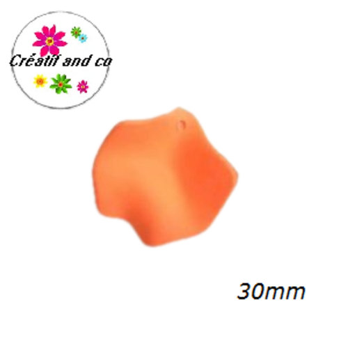 Breloque pétale de fleur de rose acrylique orange 30mm