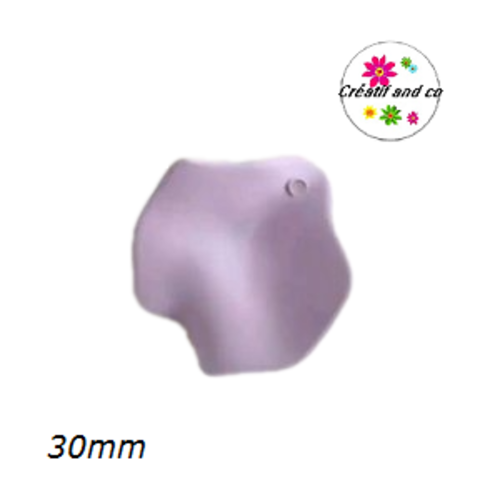 Breloque pétale de fleur de rose acrylique parme 30mm