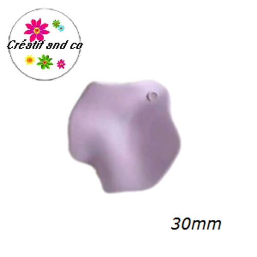 Breloque pétale de fleur de rose acrylique parme 30mm