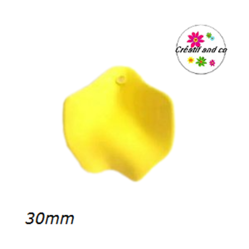 Breloque pétale de fleur de rose acrylique jaune 30mm