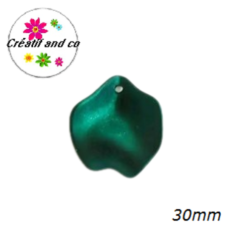 Breloque pétale de fleur de rose acrylique vert foncé 30mm